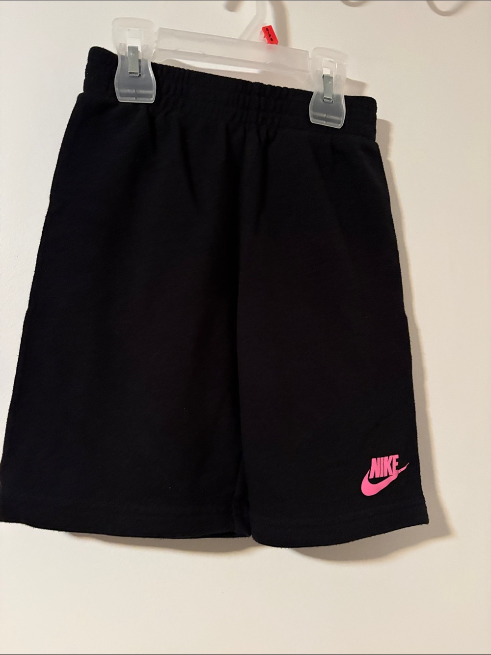 Nike Black Kids Athletic Shorts with Pink Logo
